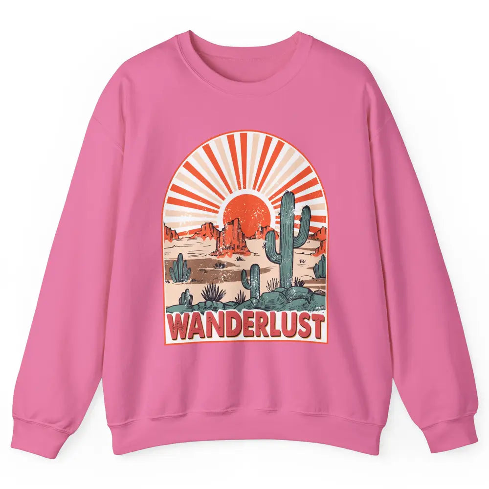 Vintage Desert Sunset Wanderlust Get Lost In Nature Outdoor Unisex Crewneck Sweatshirt