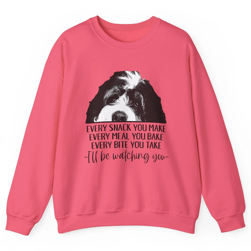 Bernedoodle I'll Be Watching You Bernedoodle Dog Lovers Gift Unisex Crewneck Sweatshirt