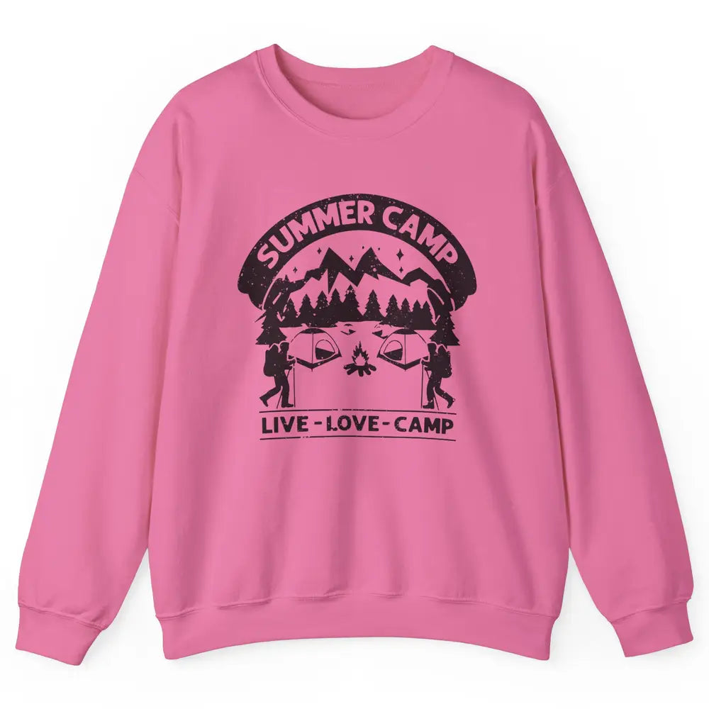 Summer Camp Live Love Camp Vacation Camping Hiking Retro Unisex Crewneck Sweatshirt