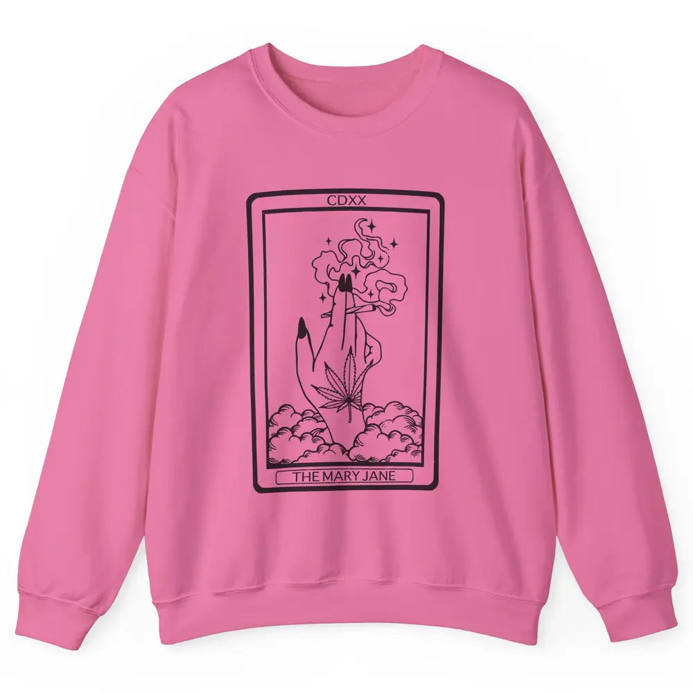 Vintage Weed Mary Jane Tarot Card Weed Smoker Smoking Lady Unisex Crewneck Sweatshirt