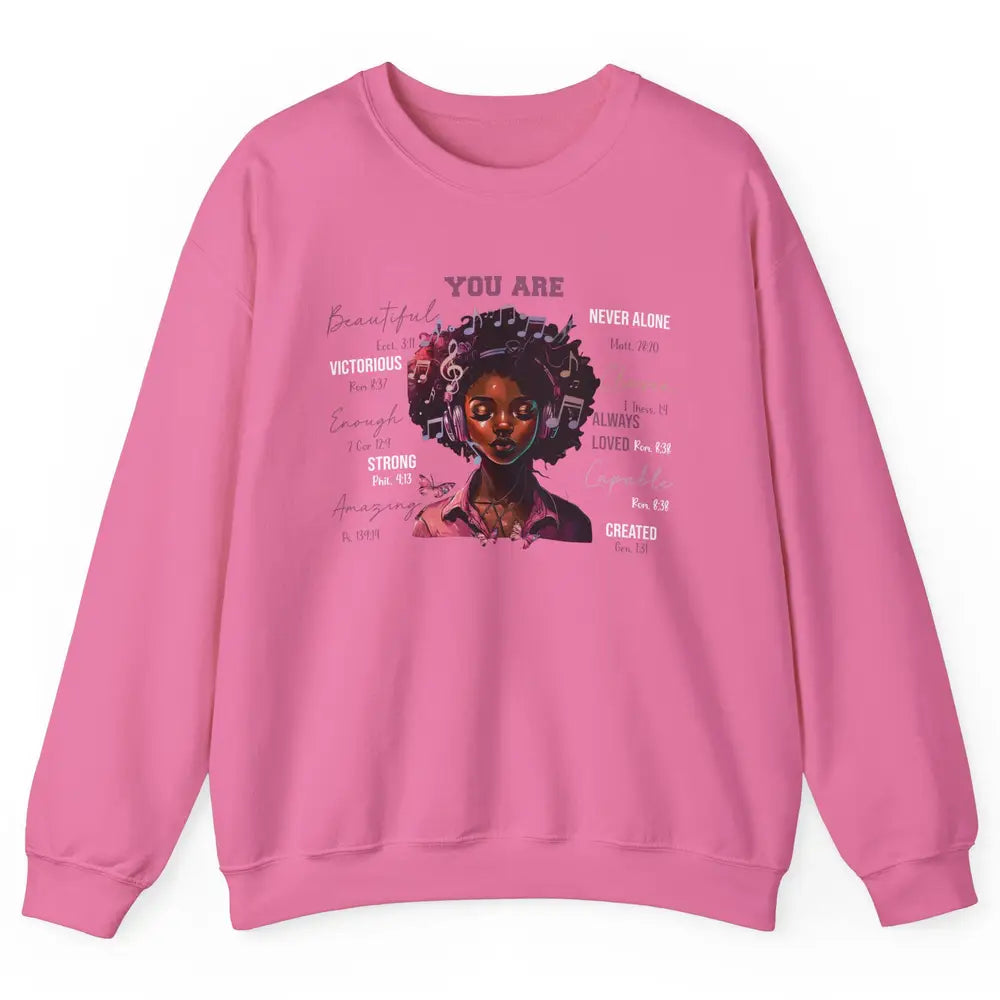 Black Girl Christian God Says I Am Bible Verse Religious Unisex Crewneck Sweatshirt