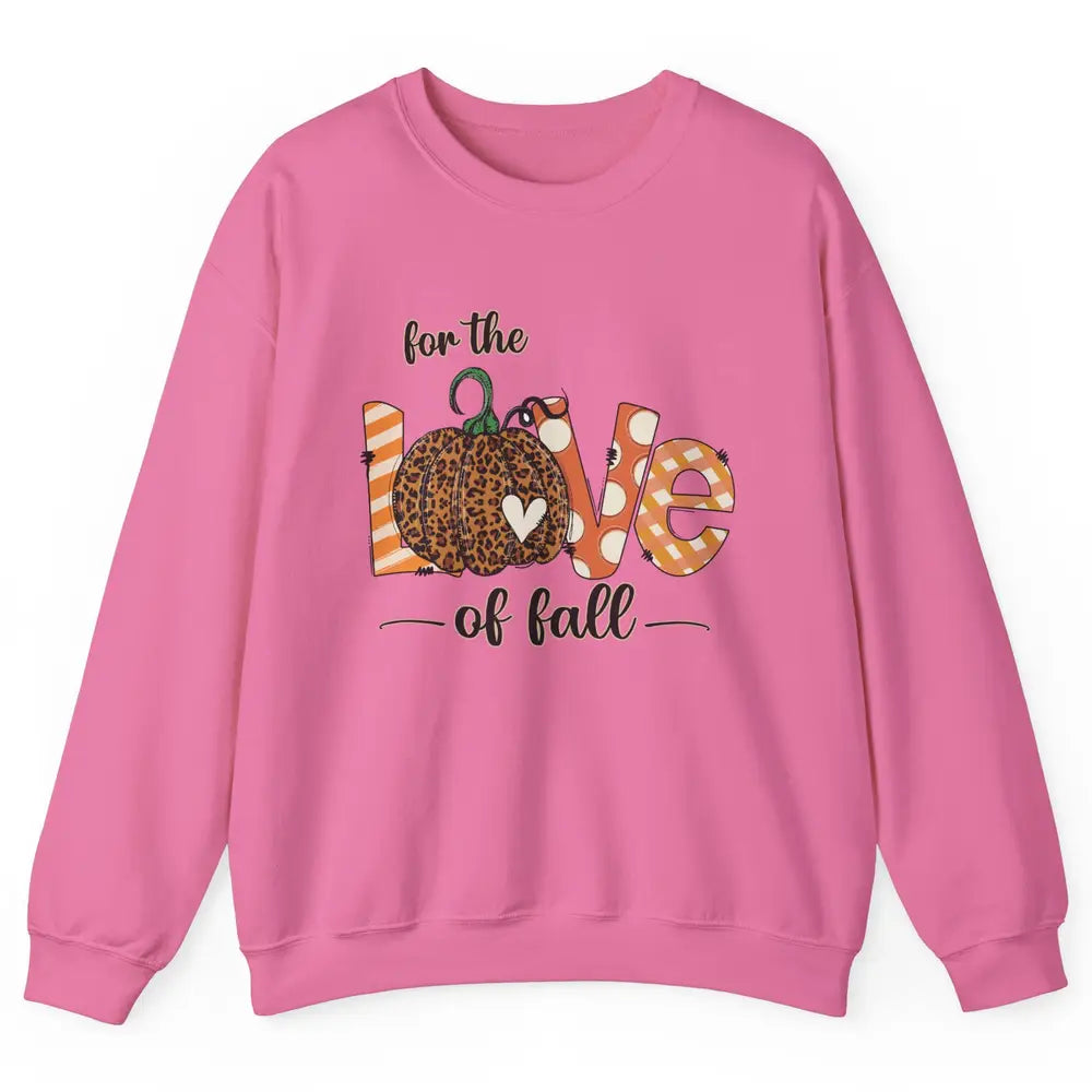 Retro Love Fall Y'All Leopard Pumpkin Heart Halloween Fall Unisex Crewneck Sweatshirt