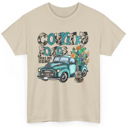 Cowhide Cactus Truck Country Roads Take Me Home Western Girl Classic Unisex T-Shirt