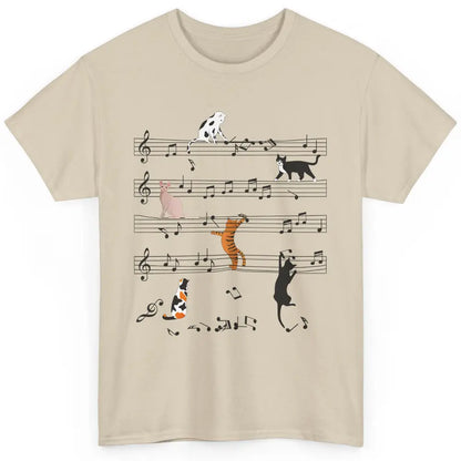 Funny Black Cats Music Sheet Kittens Playing Musical Notes Classic Unisex T-Shirt