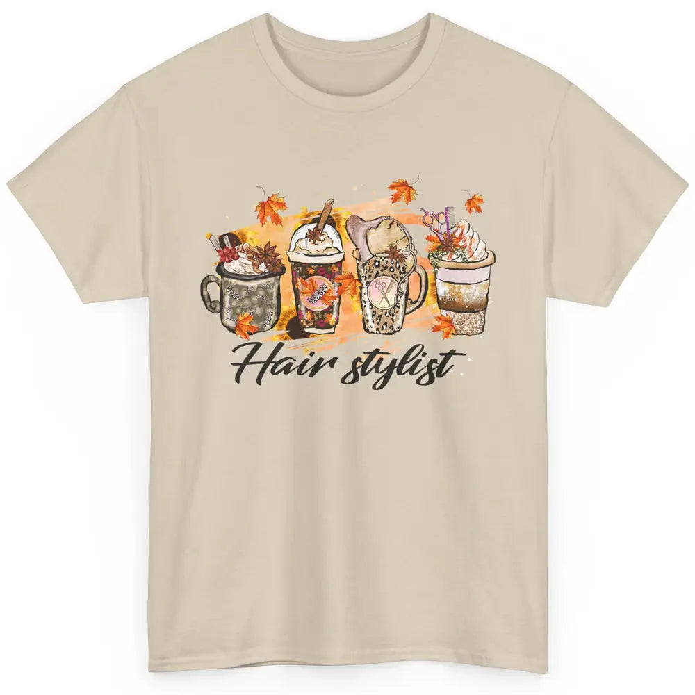 Fall Hair Stylist Latte Coffee Autumn Pumpkin Spice Fall Classic Unisex T-Shirt