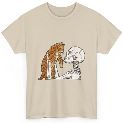 Cat And Skeleton Best Friends Of Cat Funny Orange Cat Kitten Classic Unisex T-Shirt