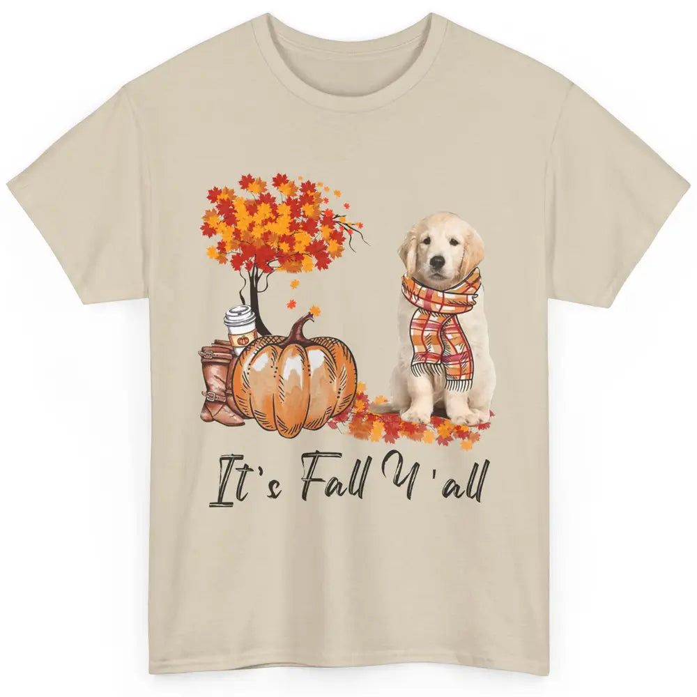 Golden Retriever Pumpkin Happy Fall Yall Autumn Thanksgiving Classic Unisex T-Shirt