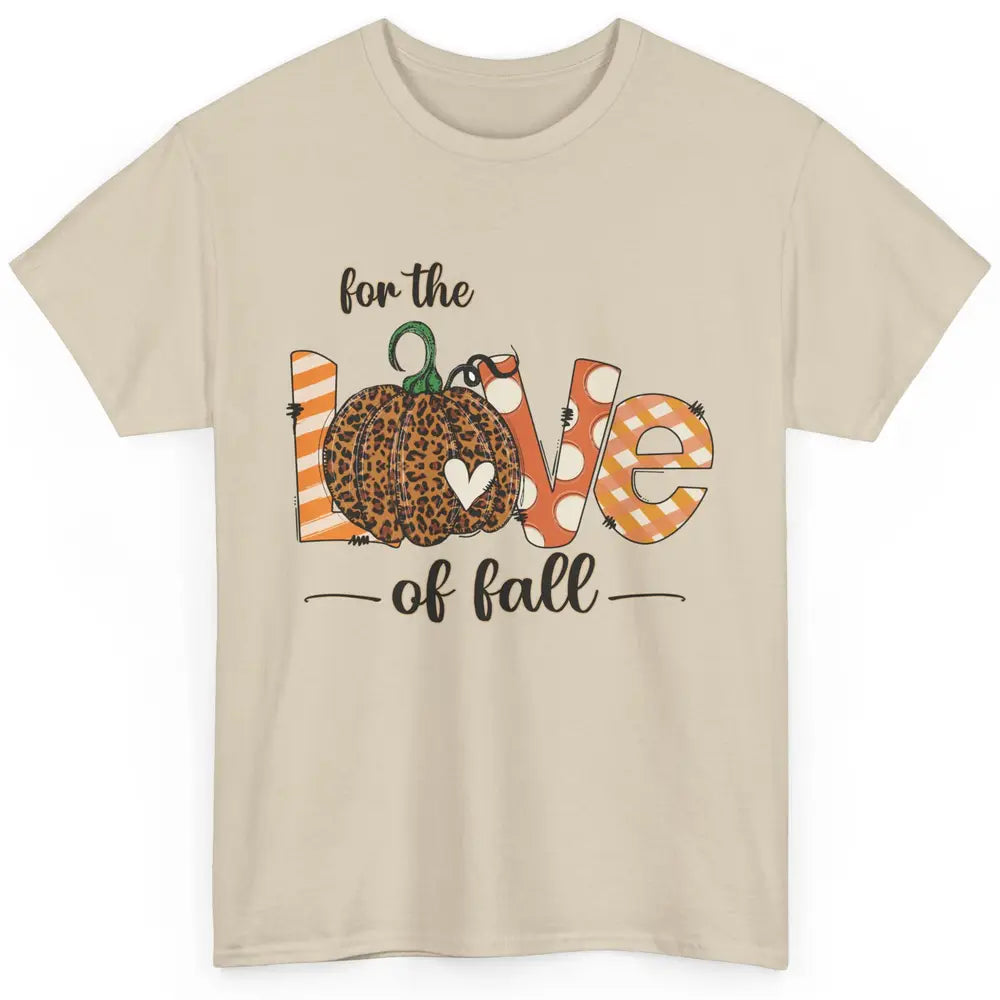 Retro Love Fall Y'All Leopard Pumpkin Heart Halloween Fall Classic Unisex T-Shirt