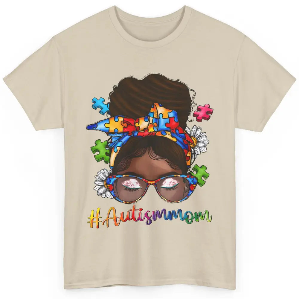 Autism Afro Mom Curly Hair American African Autism Awareness Classic Unisex T-Shirt