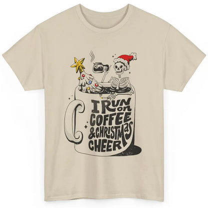 Funny Skeleton Coffee I Run On Coffee And Christmas Cheer Classic Unisex T-Shirt