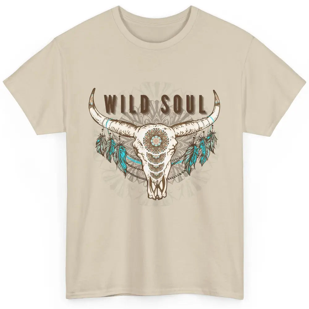 Boho Bull Skull Wild Soul Hippie Cowgirl Western Country Classic Unisex T-Shirt