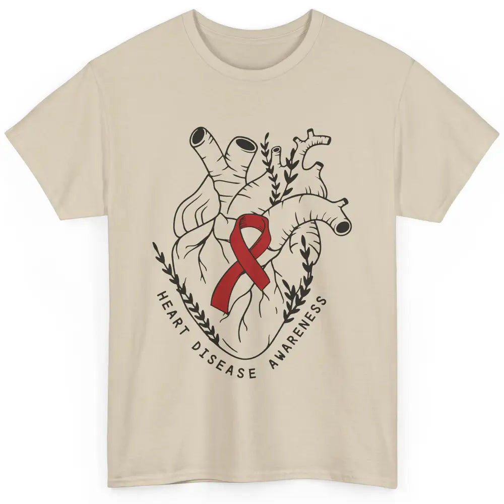 CHD Congenital Heart Disease Awareness Red Ribbon Heart Gift Classic Unisex T-Shirt