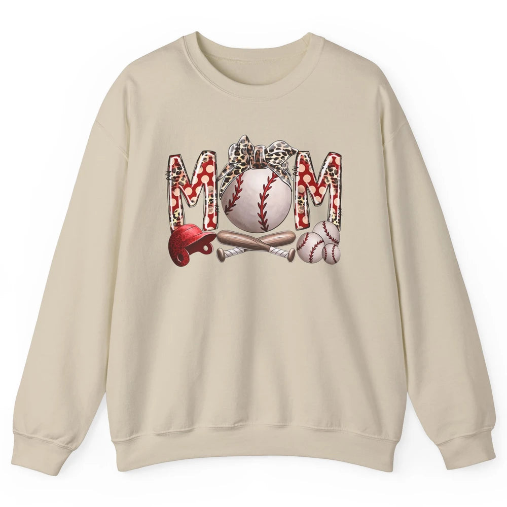 Baseball Mom Leopard Bandana Mom Love Baseball Mother's Day Unisex Crewneck Sweatshirt