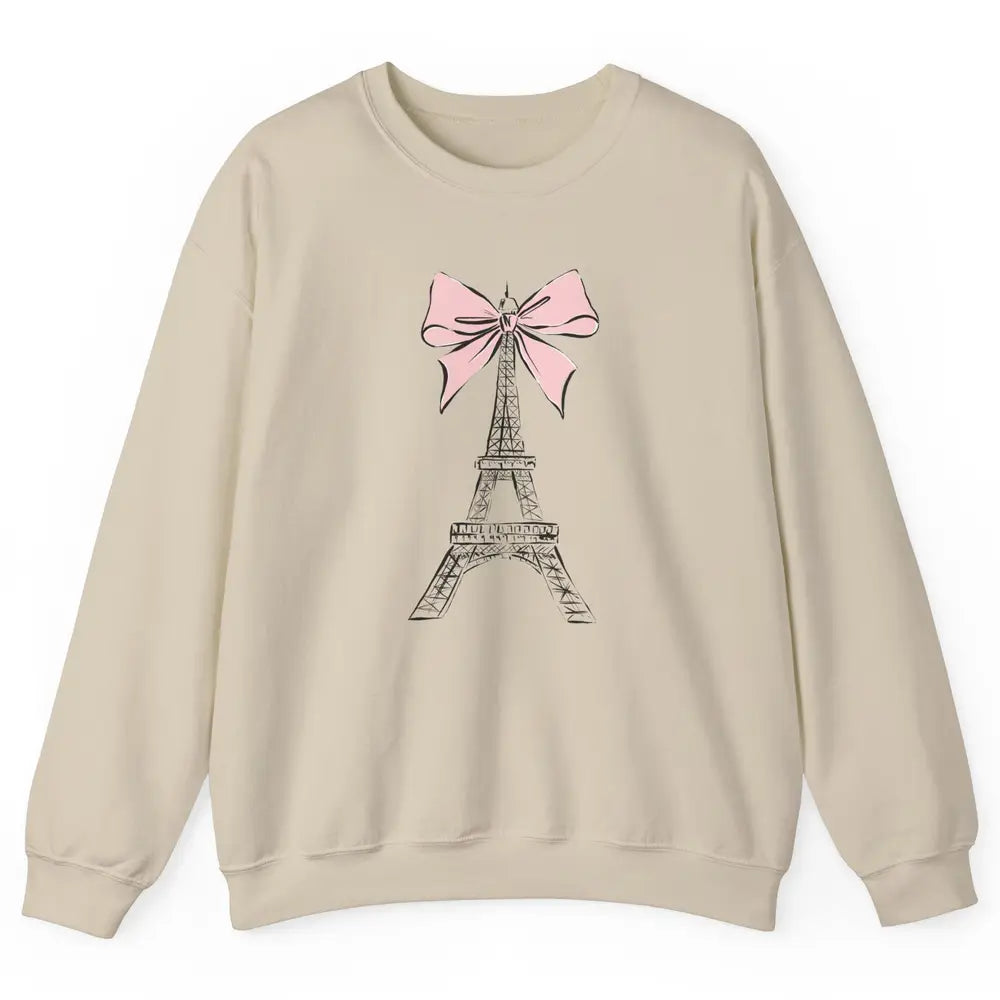 Voyager Floral Eiffel Tower Minimal Paris France Travel Girl Unisex Crewneck Sweatshirt