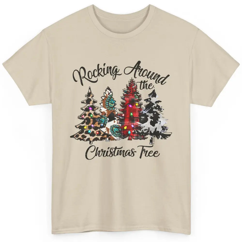 Leopard Christmas Tree Rocking Around Christmas Tree Western Classic Unisex T-Shirt