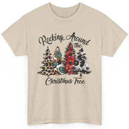 Leopard Christmas Tree Rocking Around Christmas Tree Western Classic Unisex T-Shirt