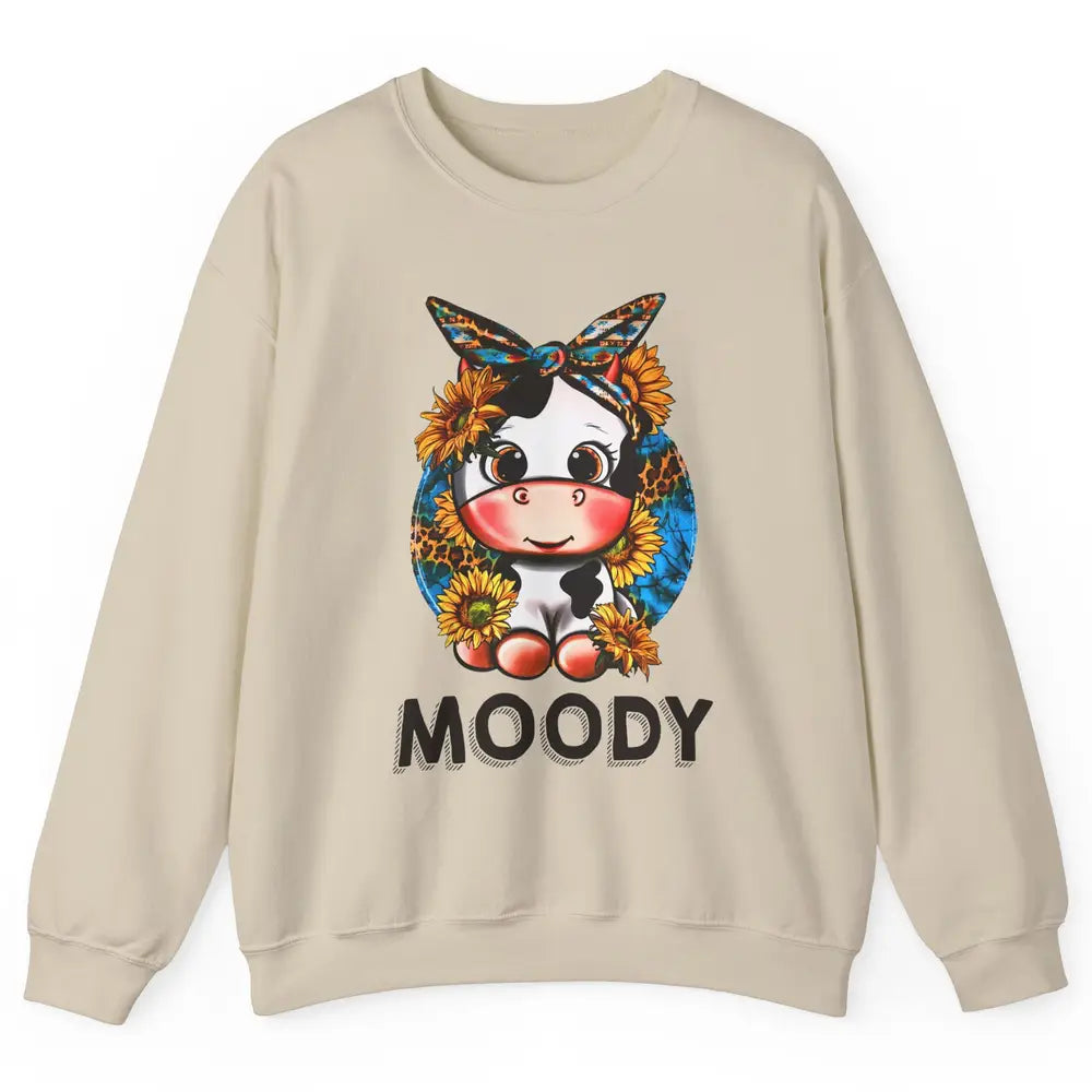 Sunflower Baby Cow Moody Highland Cow Heifer Western Cattle Unisex Crewneck Sweatshirt