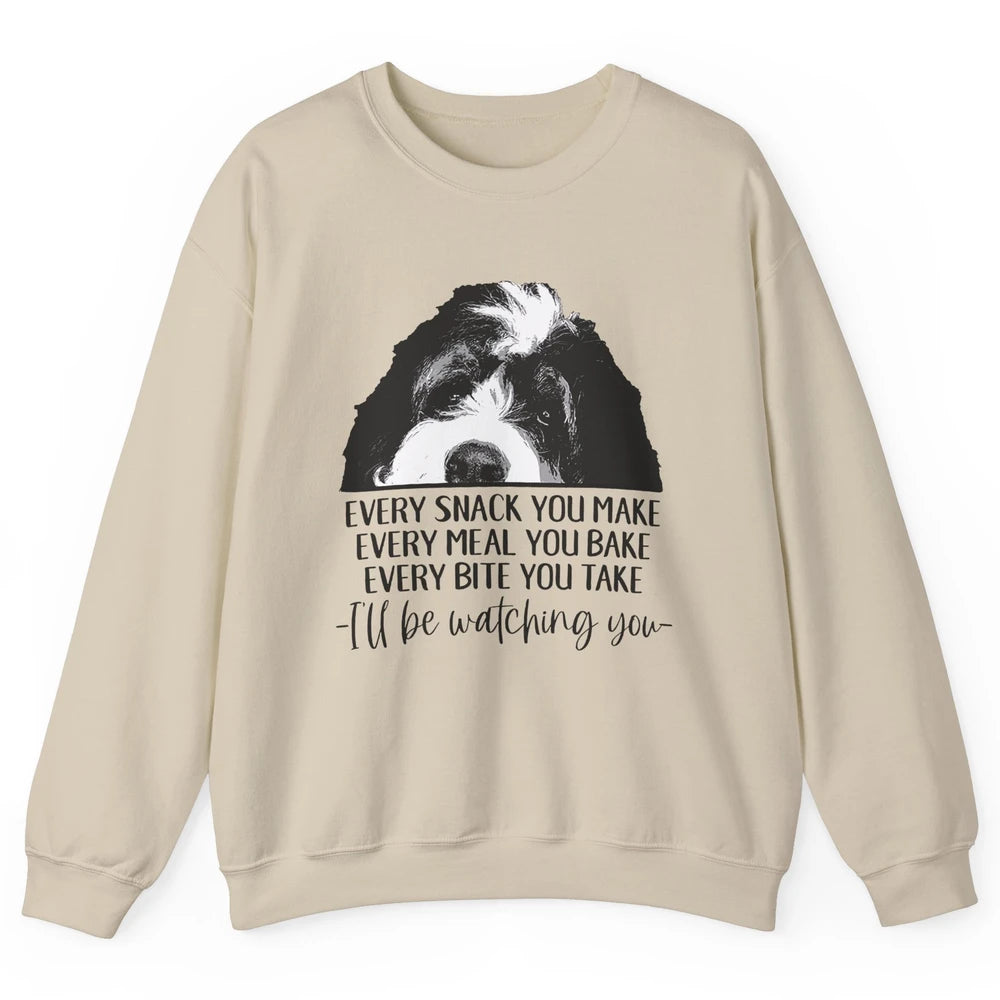 Bernedoodle I'll Be Watching You Bernedoodle Dog Lovers Gift Unisex Crewneck Sweatshirt