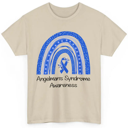 We Wear Blue Angelman's Syndrome Floral Blue Ribbon Rainbow Classic Unisex T-Shirt