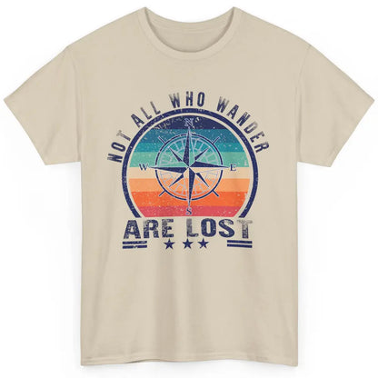 Vintage Compass Not All Who Wander Are Lost Camping Hiking Classic Unisex T-Shirt