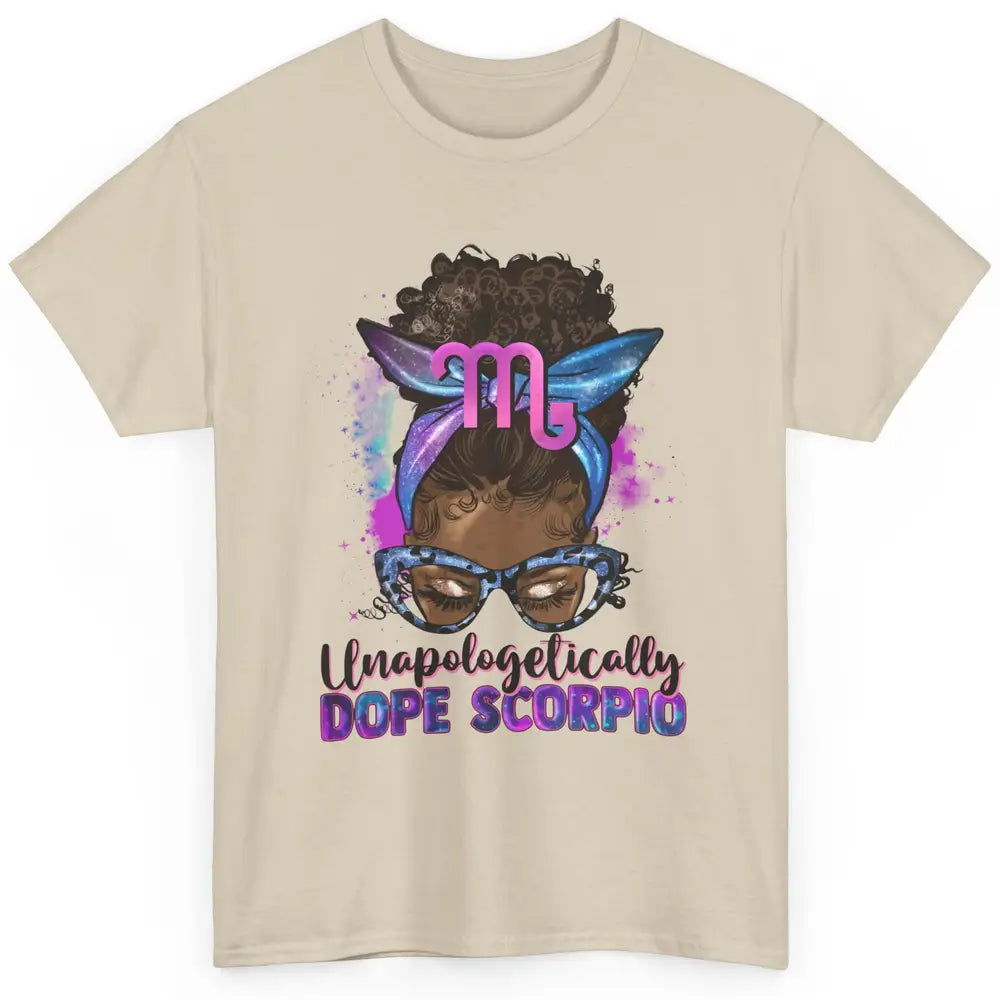 Unapologetically Dope Scorpio Zodiac Leopard Afro Messy Bun Classic Unisex T-Shirt