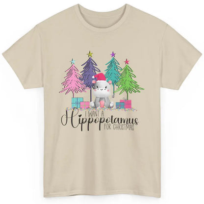 I Want A Hippopotamus For Christmas Tree Hippo Doodle Draw Classic Unisex T-Shirt