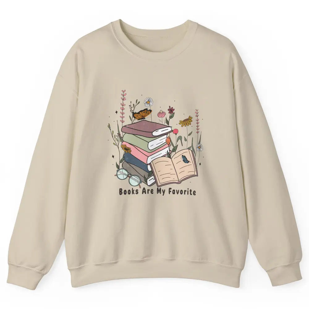 Vintage Books Are My Favorite Floral Bookish Reading Retro Unisex Crewneck Sweatshirt