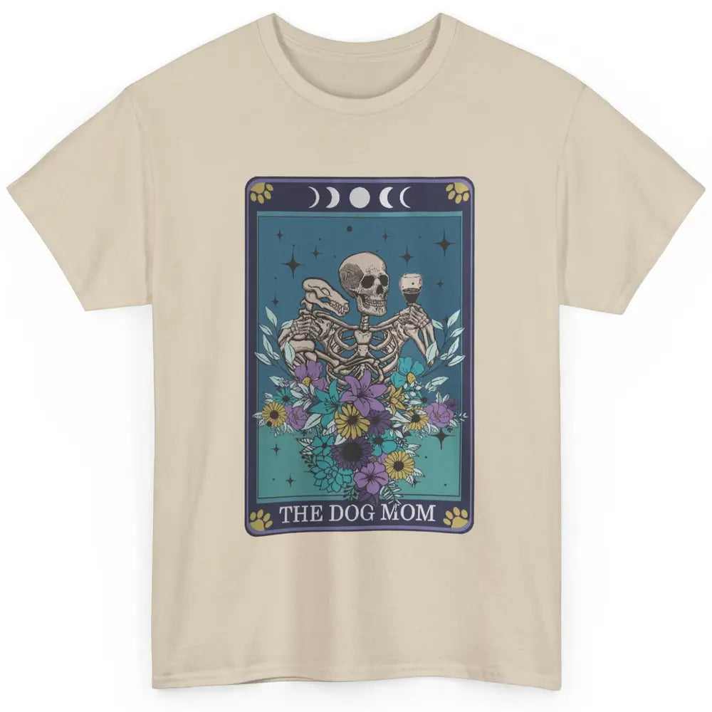 Floral Skeleton Drink Wine The Dog Mom Tarot Card Halloween Classic Unisex T-Shirt