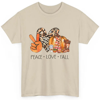 Peace Love Fall Pumpkin Spice Fall Halloween Thanksgiving Classic Unisex T-Shirt