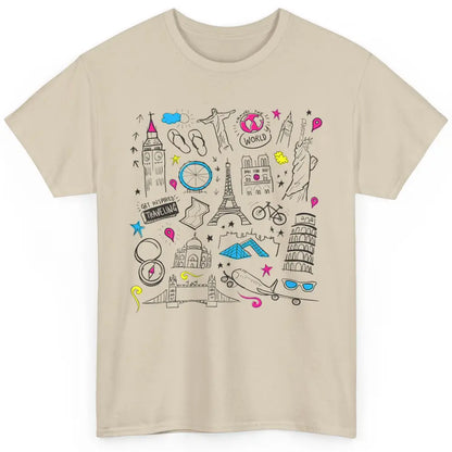 Cute Travel The World Backpacking Summer Break Paris Doodles Classic Unisex T-Shirt