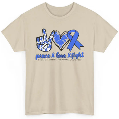 Cyclic Vomiting Syndrome Blue Ribbon Peace Love Fight Classic Unisex T-Shirt