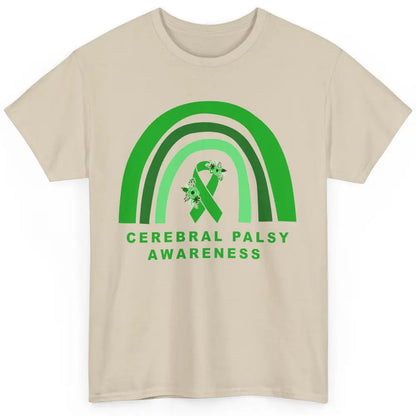 Cerebral Palsy Awareness Floral Green Rainbow Brain Disease Classic Unisex T-Shirt