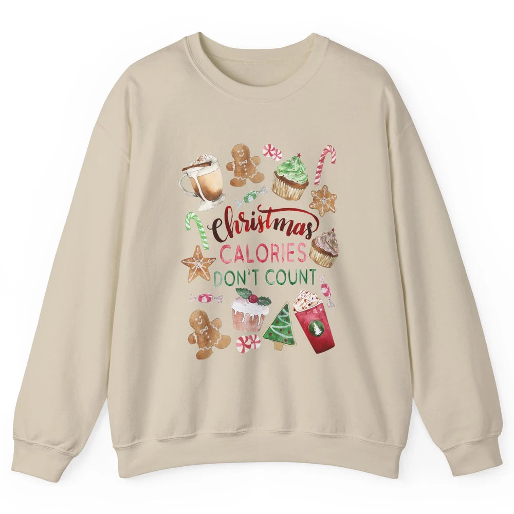 Funny Christmas Favorites Calories Dont Count Christmas Cake Unisex Crewneck Sweatshirt