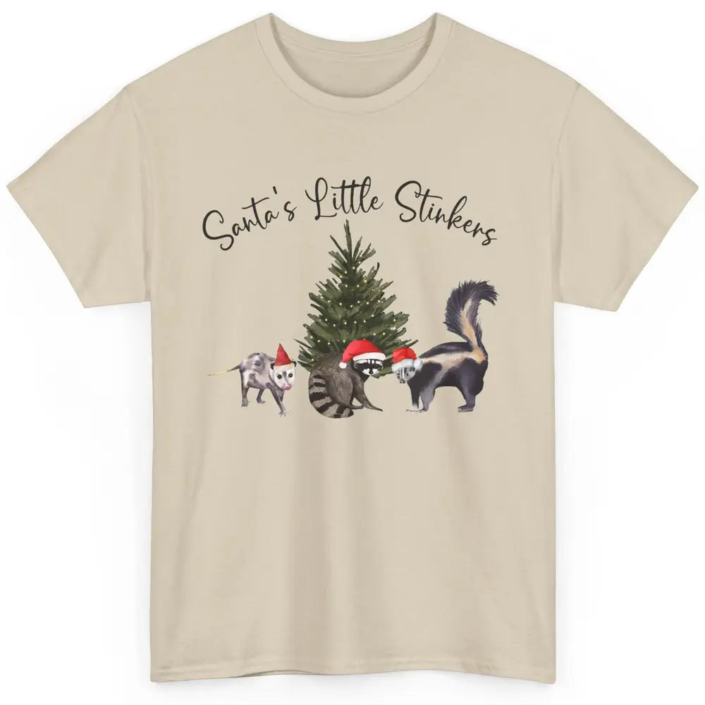 Funny Santa's Little Stinkers Christmas Raccoon Opossum Classic Unisex T-Shirt