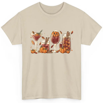 Fall Wine Glasses Orange Pumpkin Spice Autumn Hello Fall Classic Unisex T-Shirt