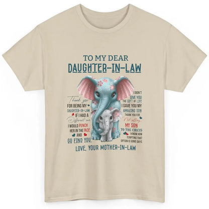 To My Dear Daughter In Law Love Mother In Law Cute Elephant Classic Unisex T-Shirt