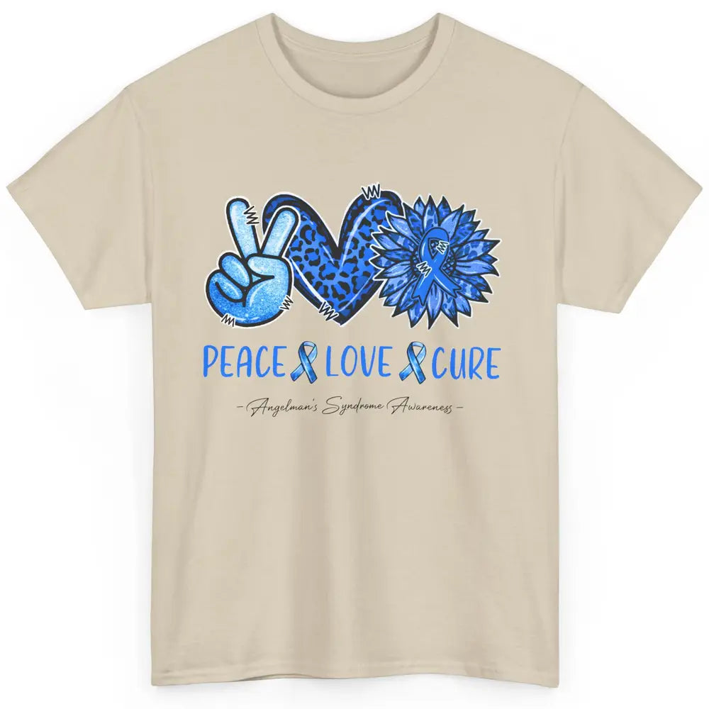 Angelman's Syndrome Blue Ribbon Peace Love Cure Sunflower Classic Unisex T-Shirt