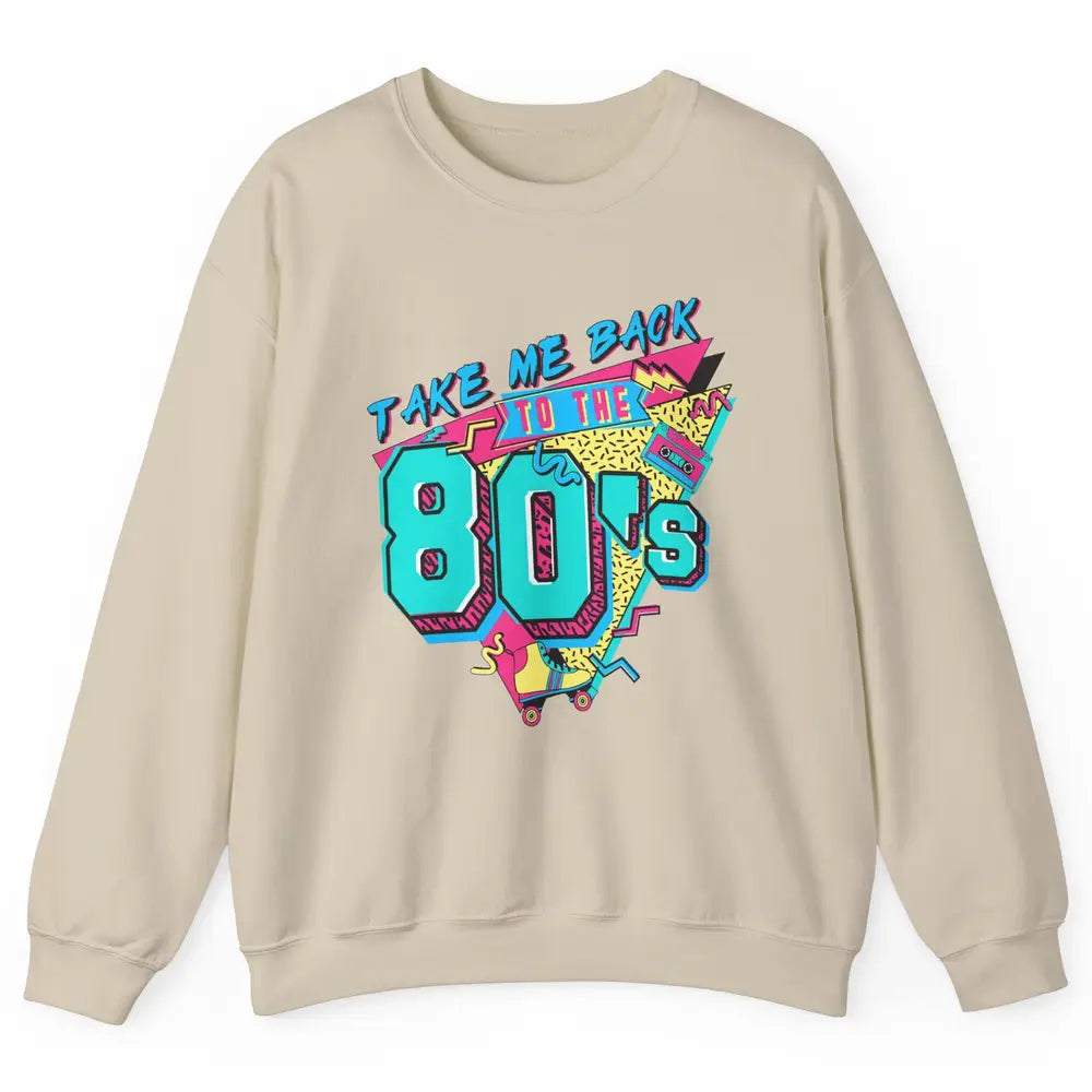 Vintage Take Me Back To The 80s Cassette Retro Rainbow Child Unisex Crewneck Sweatshirt