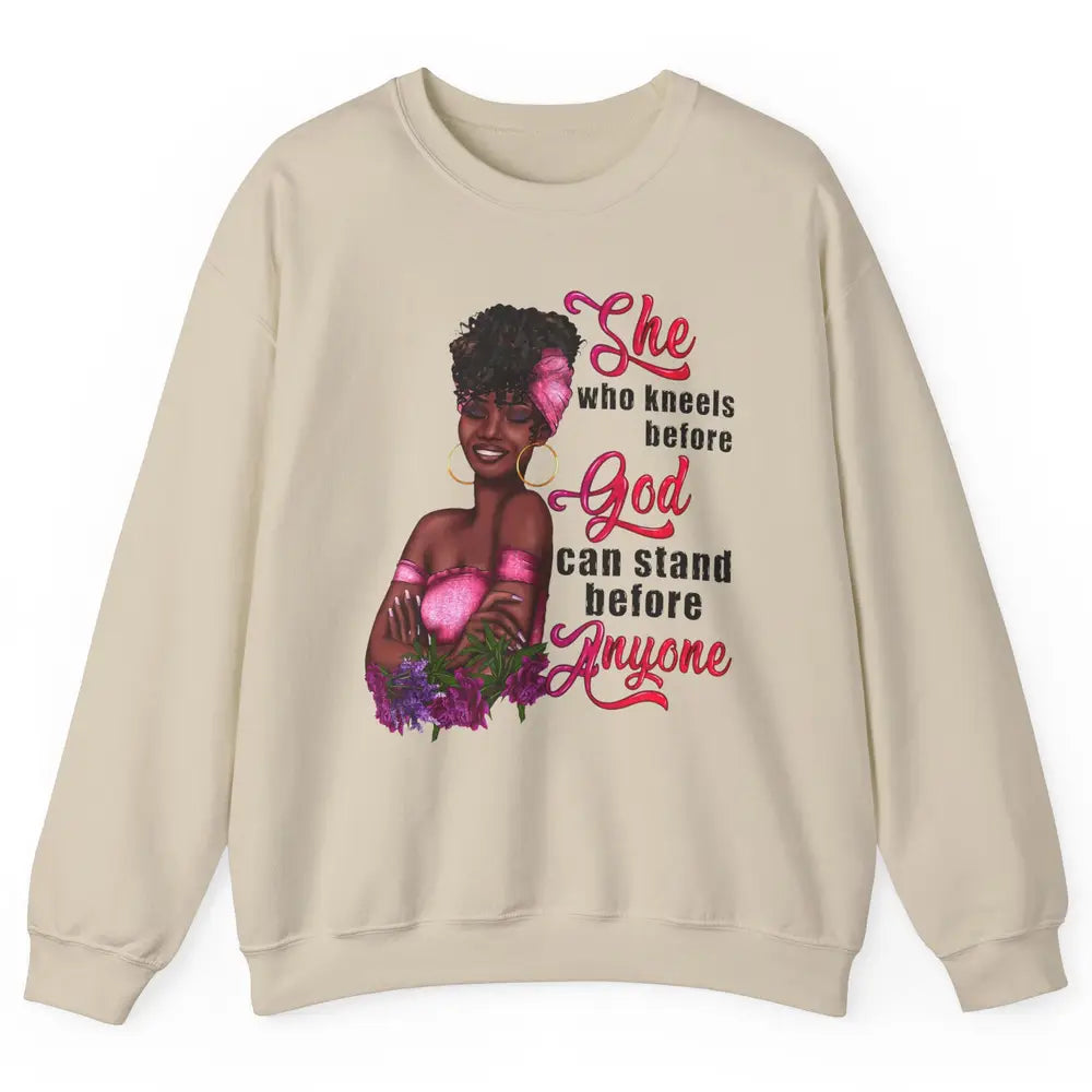 Black Girl She Who Kneels Before God Christian Afro Women Unisex Crewneck Sweatshirt