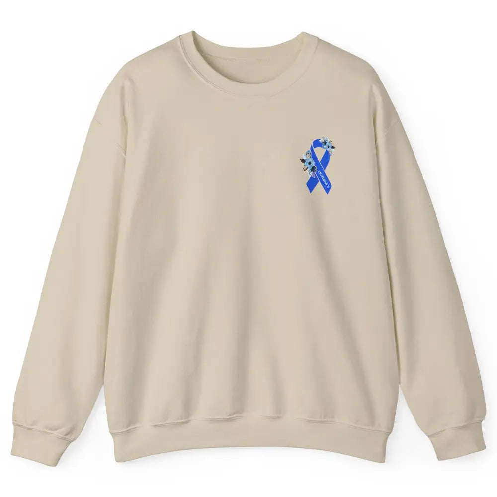 We Wear Blue Angelmans Syndrome Awareness Floral Blue Ribbon Unisex Crewneck Sweatshirt