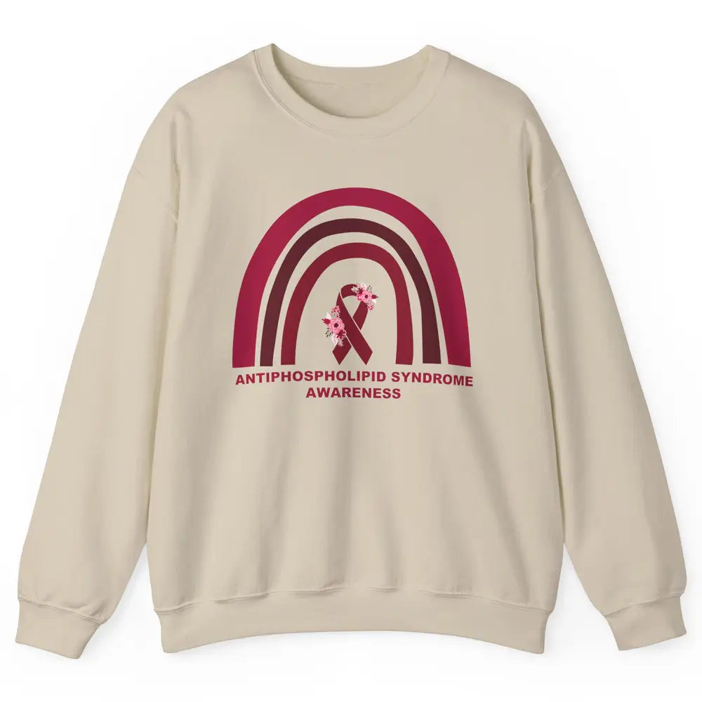 Antiphospholipid Syndrome Awareness APS Burgundy Rainbow Unisex Crewneck Sweatshirt