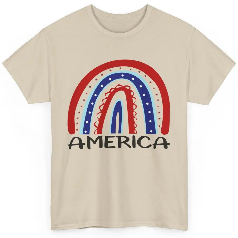 US Flag America Rainbow July 4th American Patriots Gift Classic Unisex T-Shirt