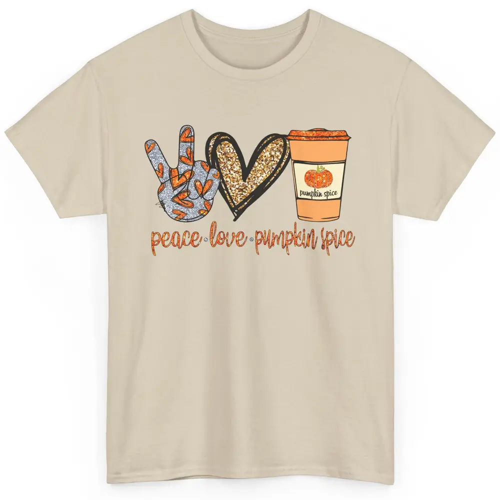 Peace Love Fall Pumpkin Spice Fall Halloween Thanksgiving Classic Unisex T-Shirt