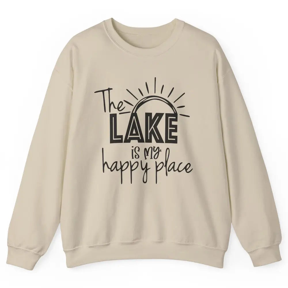 The Lake Is My Happy Place Summer Sunrays Lake Days Kayaking Unisex Crewneck Sweatshirt