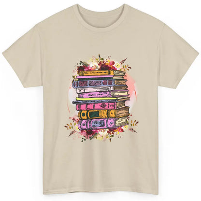 Book Wildflower Floral Aesthetic Librarian Bookworm Bookish Classic Unisex T-Shirt