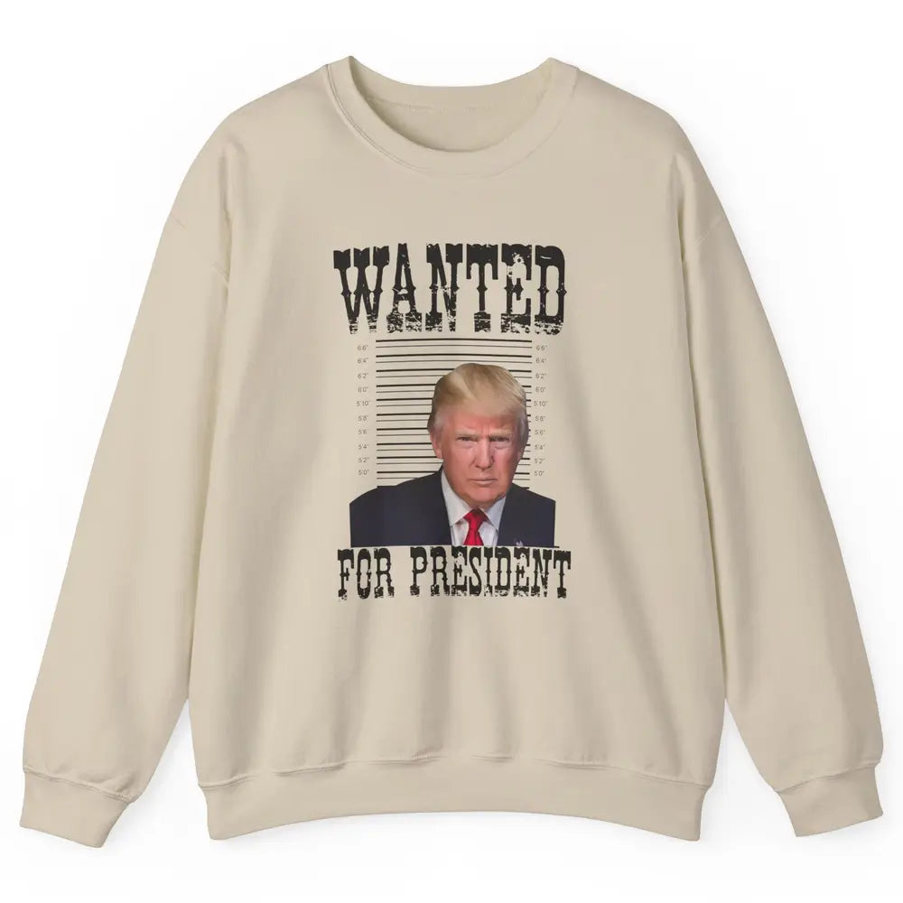 Wanted For President Support Trump 2024 Back Anti Biden Unisex Crewneck Sweatshirt