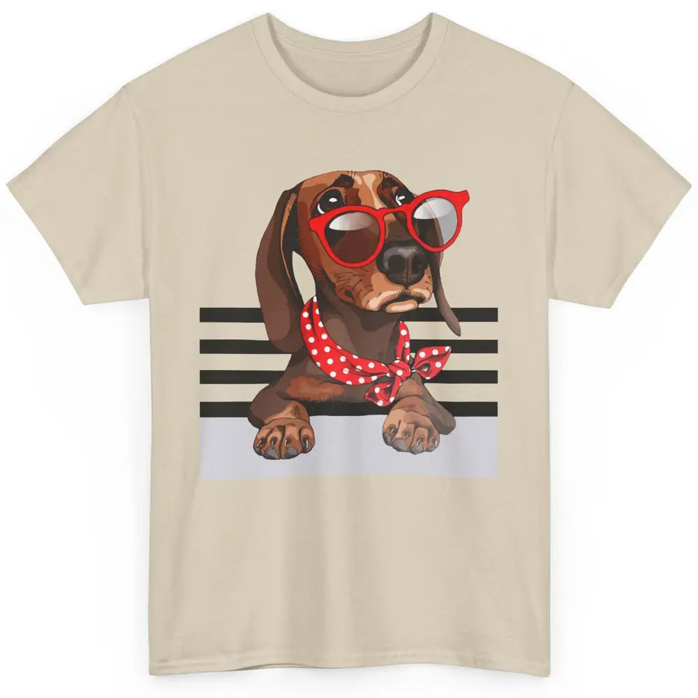 Dachshund Dog In Sunglasses Funny Dachshund Mom Dog Lovers Classic Unisex T-Shirt