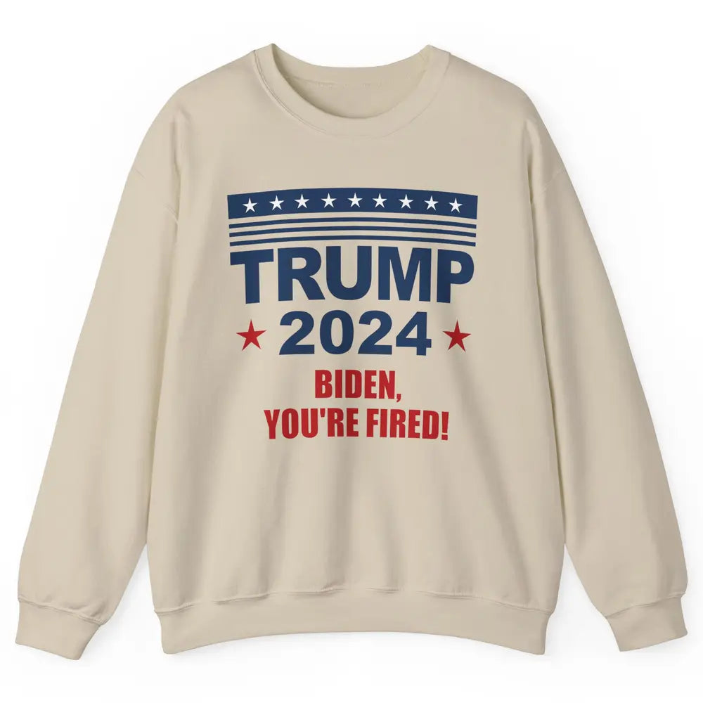 Retro US Flag Trump 2024 Return Biden You're Fired Patriot Unisex Crewneck Sweatshirt