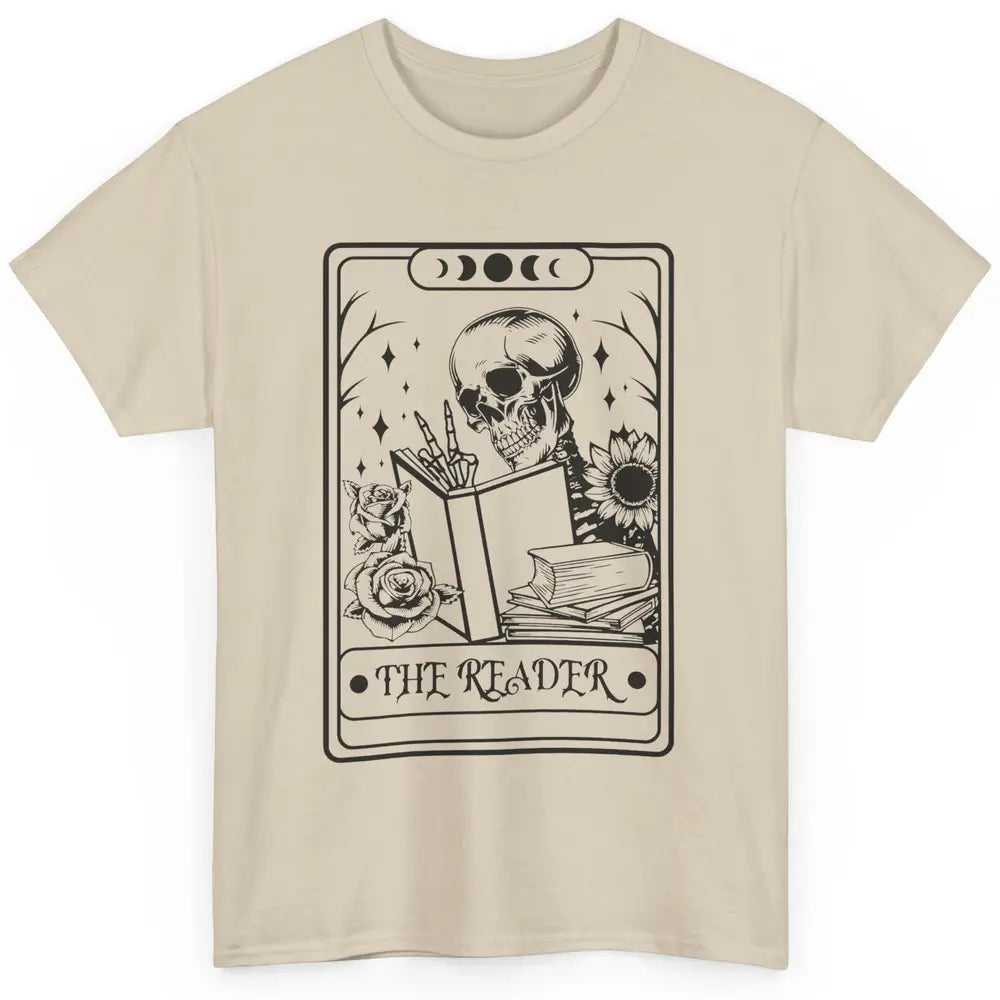 Retro Skeleton The Reader Tarot Card Halloween Romance Book Classic Unisex T-Shirt