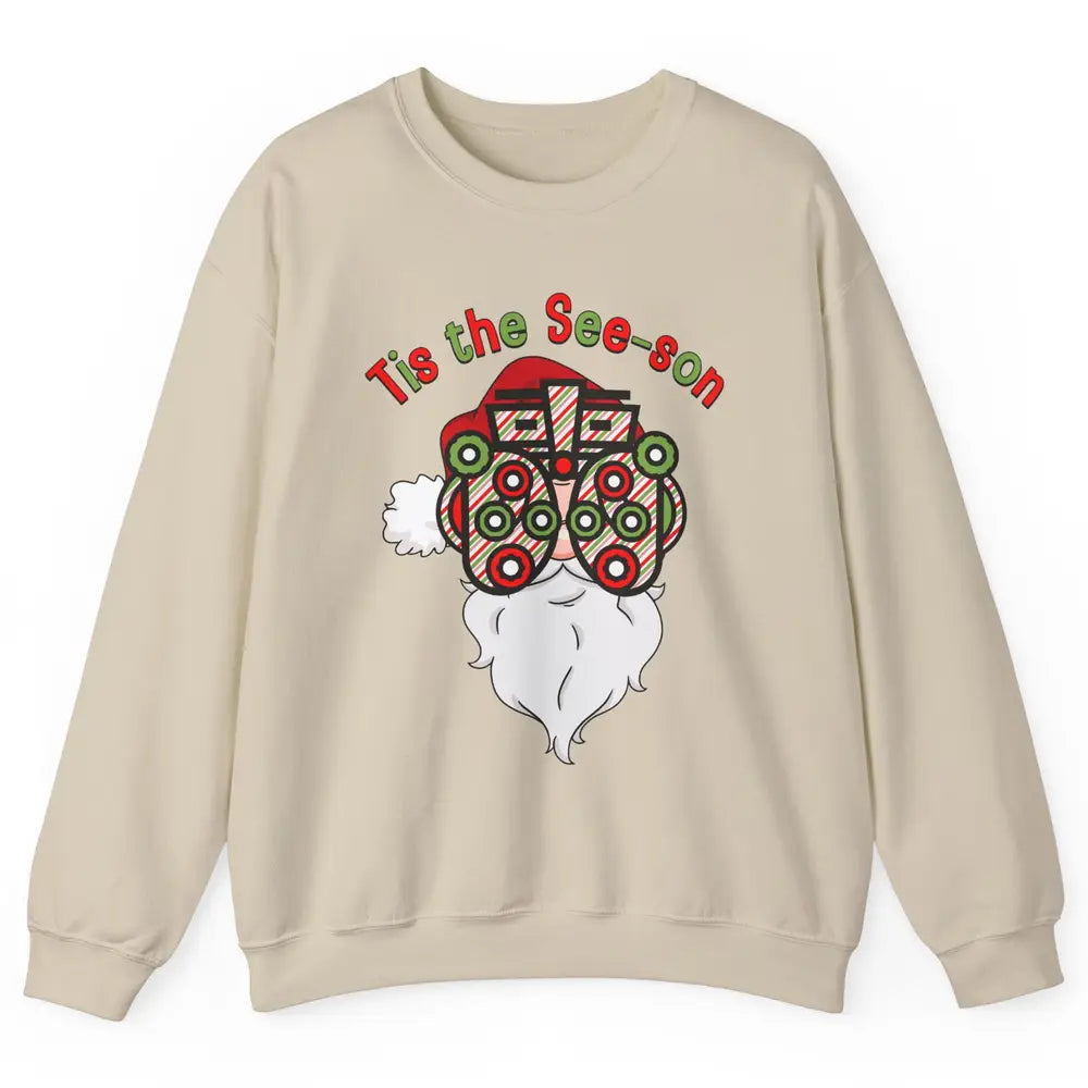 Funny Optometrist Santa Phoropter Tis The See-son Christmas Unisex Crewneck Sweatshirt